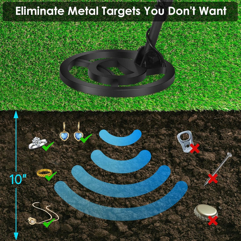 10" Depth Waterproof Metal Detector with LCD Display O82723