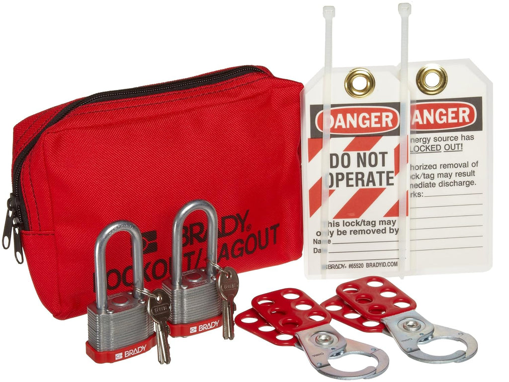 Red Pack of 2 Lockout Tagout Pouch Kit with 2 Safety Padlocks M426