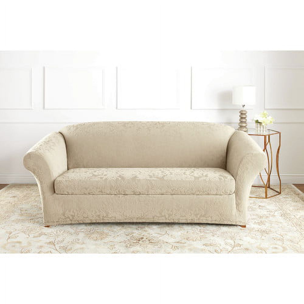 Stretch Jacquard Damask 2-Piece Sofa Slipcover L548