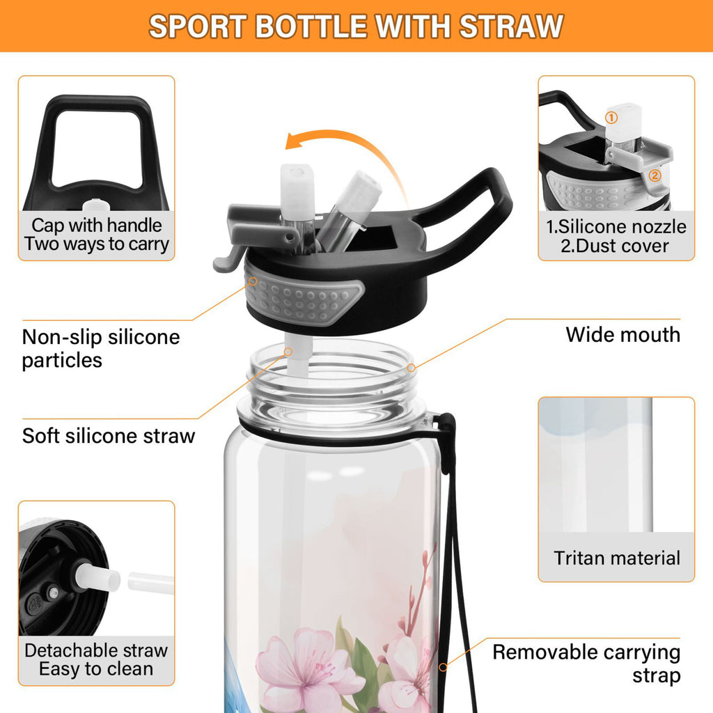 Clear 32oz Tritan Water Bottle with Straw O89180