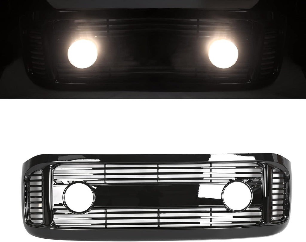 Glossy Black Front Hood Bumper Grille Grill ABS with Fog Lights Y767319