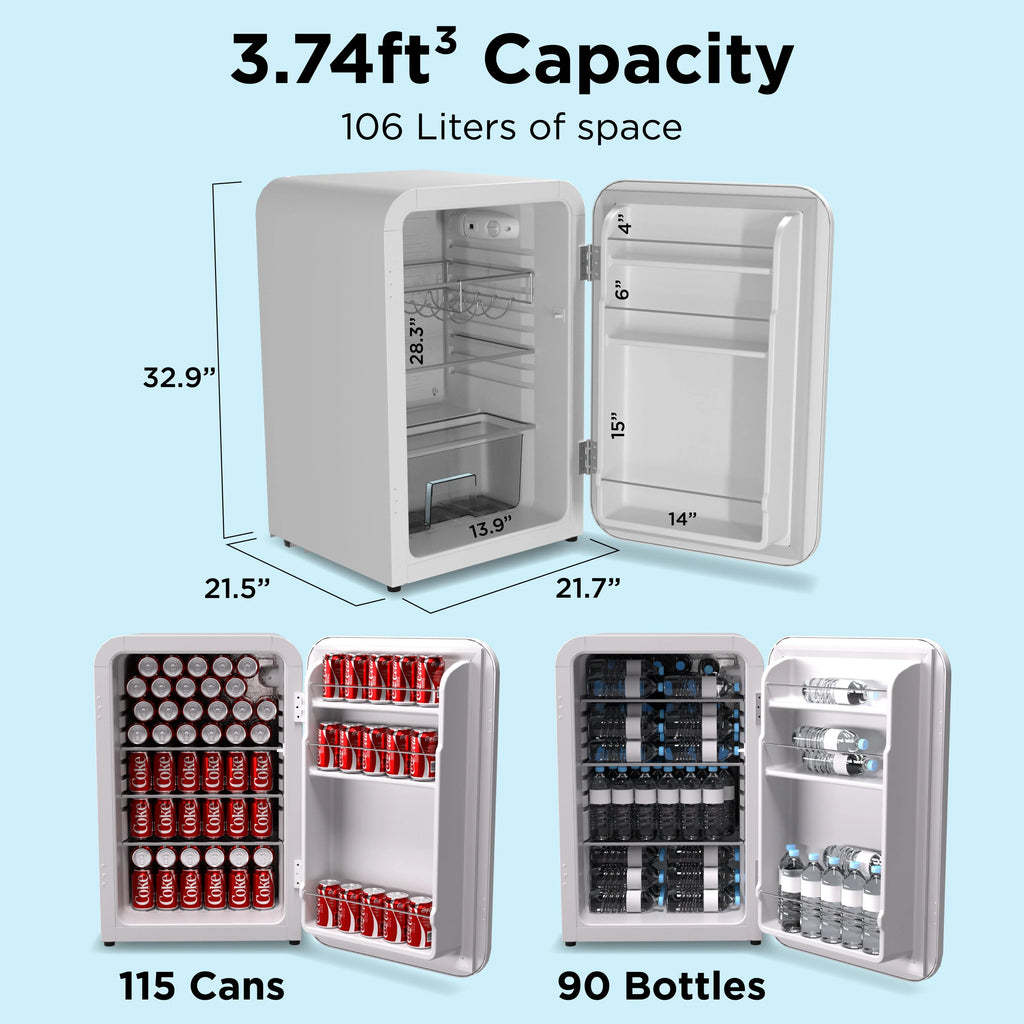 White Freestanding Mini Fridge 3.74Cu.ft. T84884