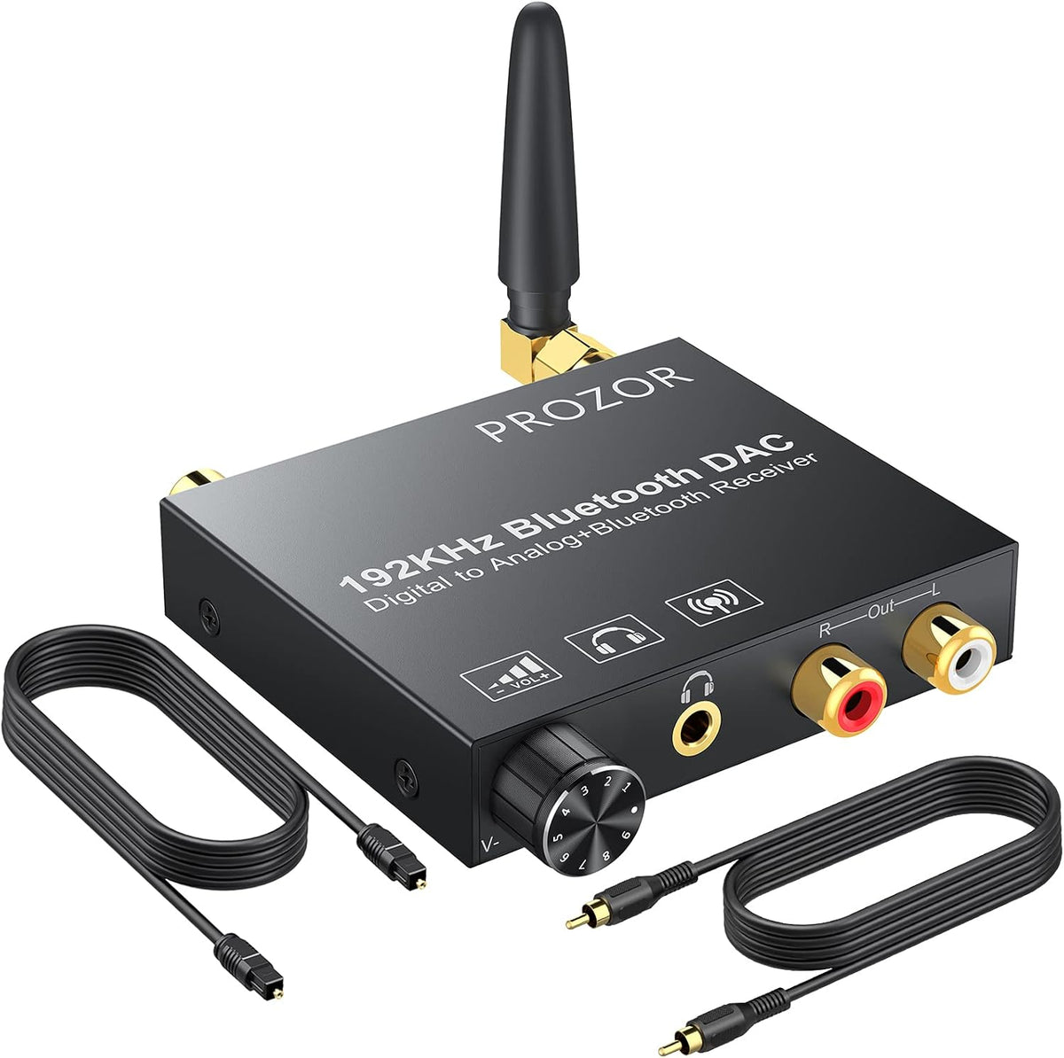 192kHz Digital to Analog Audio Converter with Bluetooth Receiver, Optical Coaxial to Stereo Analog RCA & 3.5mm D73911