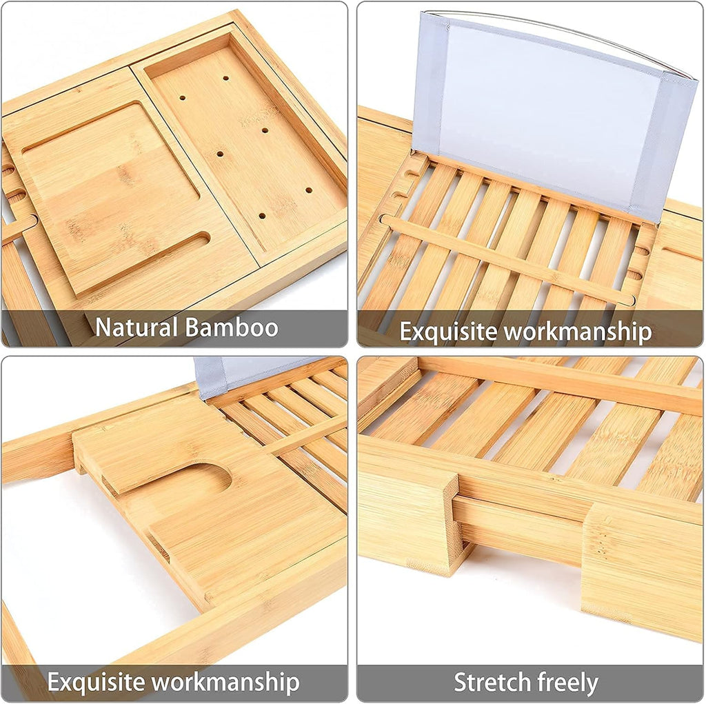 Bamboo Bath Tray Bathtub Caddy, Expandable, Pack of 2 P212