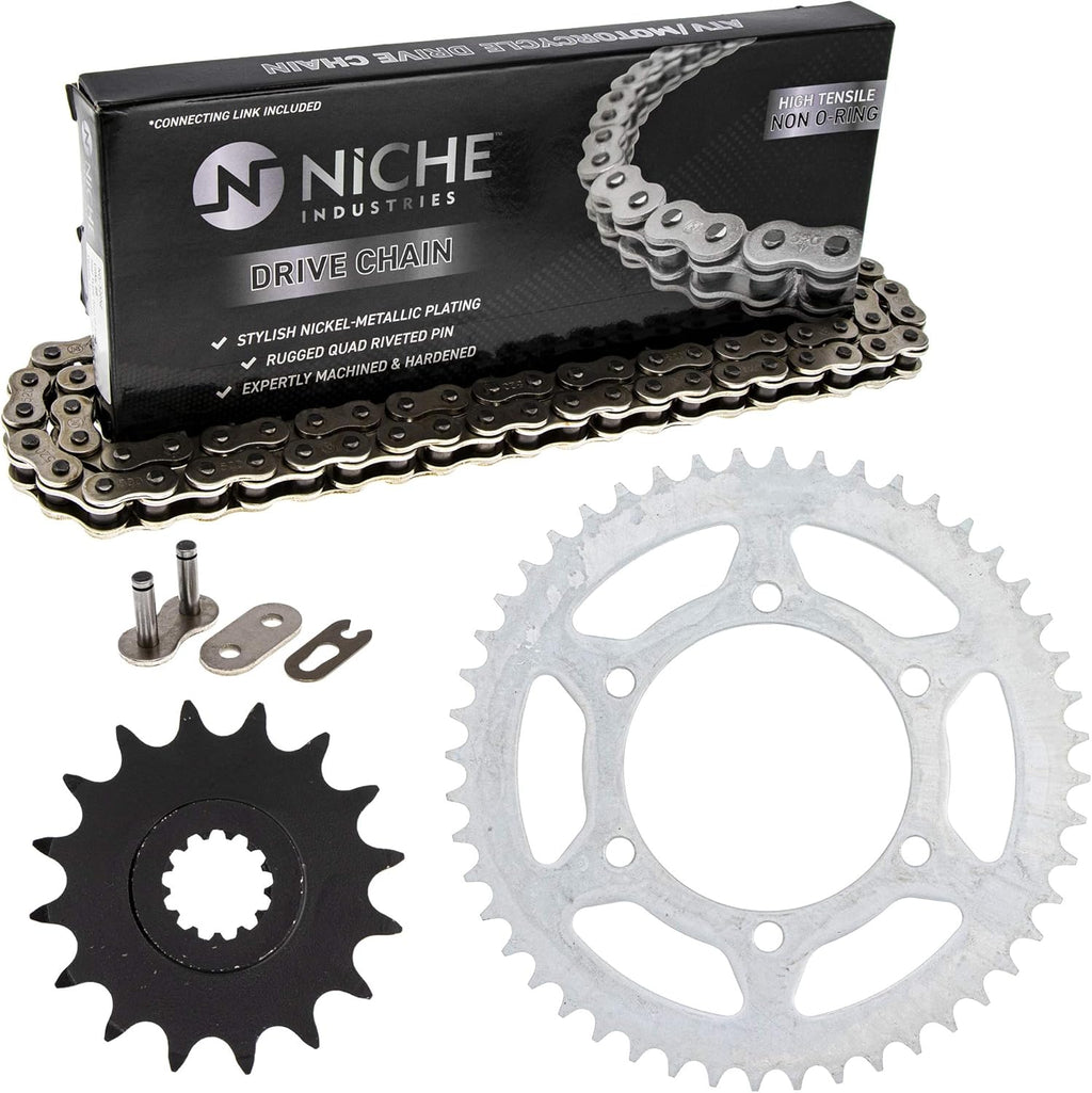 Drive Sprocket Chain Combo Front 16 Rear 48 Tooth 520NZ Standard 116 Links Pack of 2 R495066
