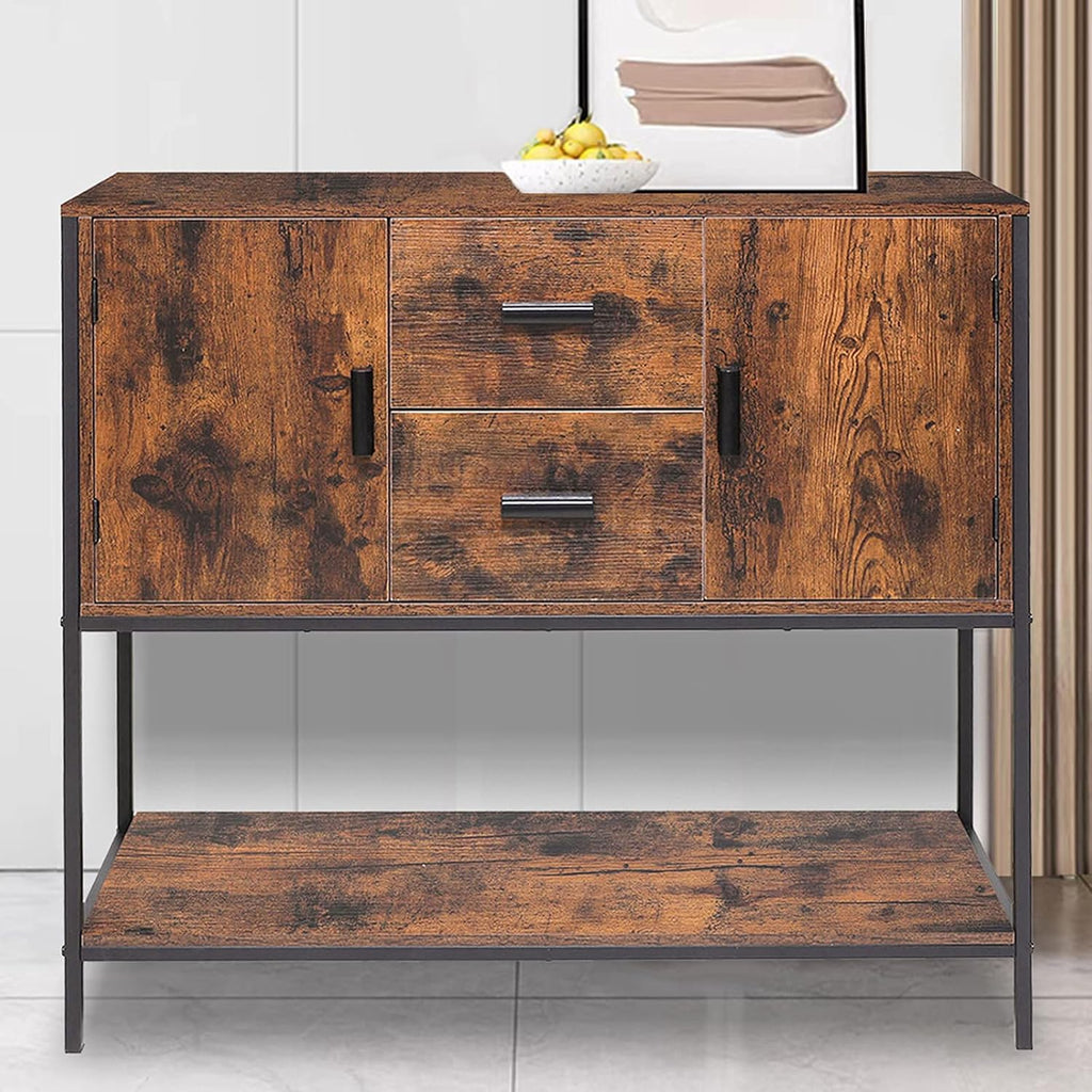 Industrial Buffet Cabinet with 2 Drawers & Doors and 1 Open Shelf X47814