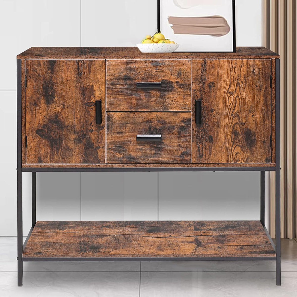 Industrial Buffet Cabinet with 2 Drawers & Doors and 1 Open Shelf X47814