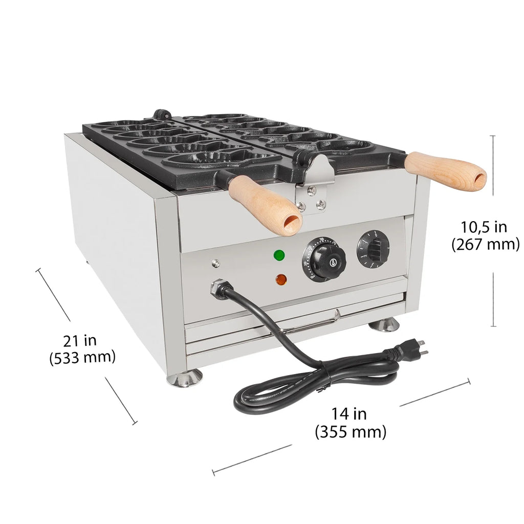 6 Close-Mouth Fish Shaped Waffle Electric Taiyaki Machine E879