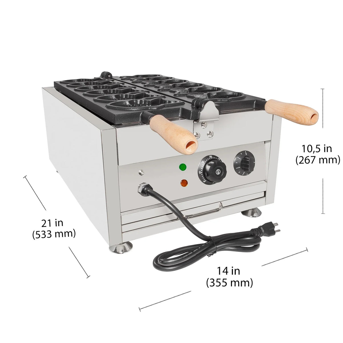6 Close-Mouth Fish Shaped Waffle Electric Taiyaki Machine E879