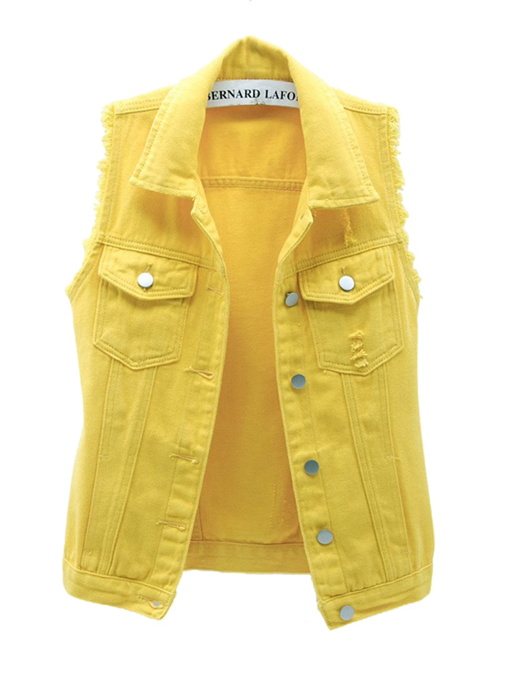Sleeveless Solid Color Denim Vest U55931