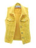 Sleeveless Solid Color Denim Vest U55931