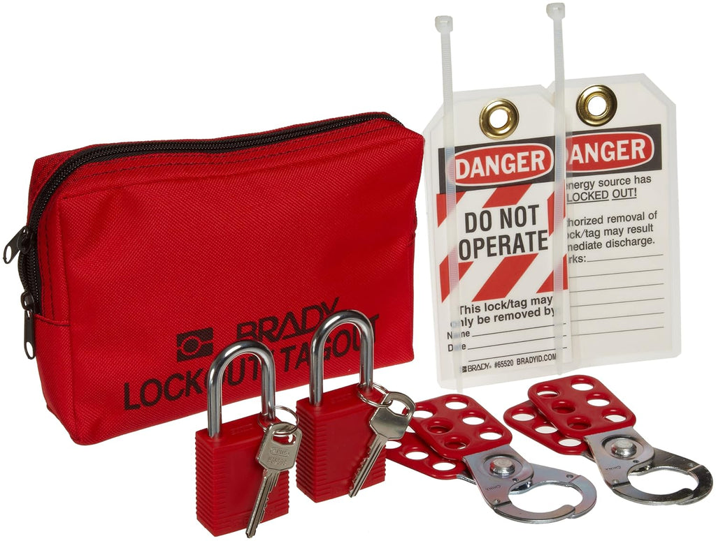 Red Pack of 2 Lockout Tagout Pouch Kit with 2 Safety Padlocks M426