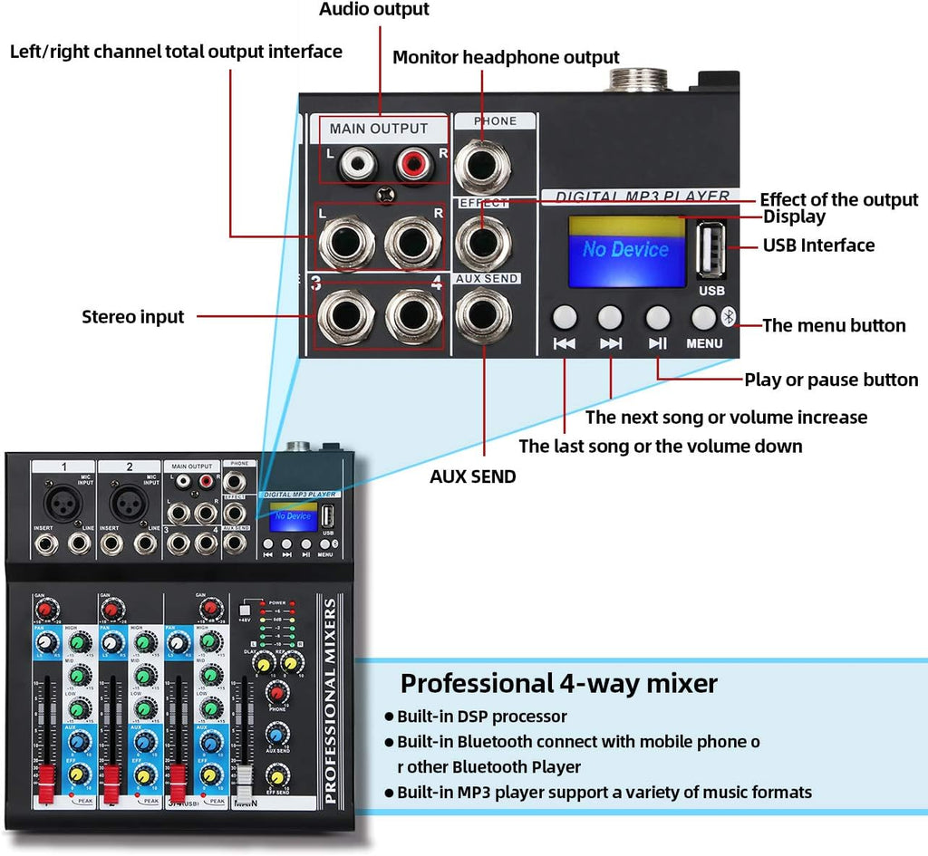 Black Pack of 2 DJ Console Mixer K909
