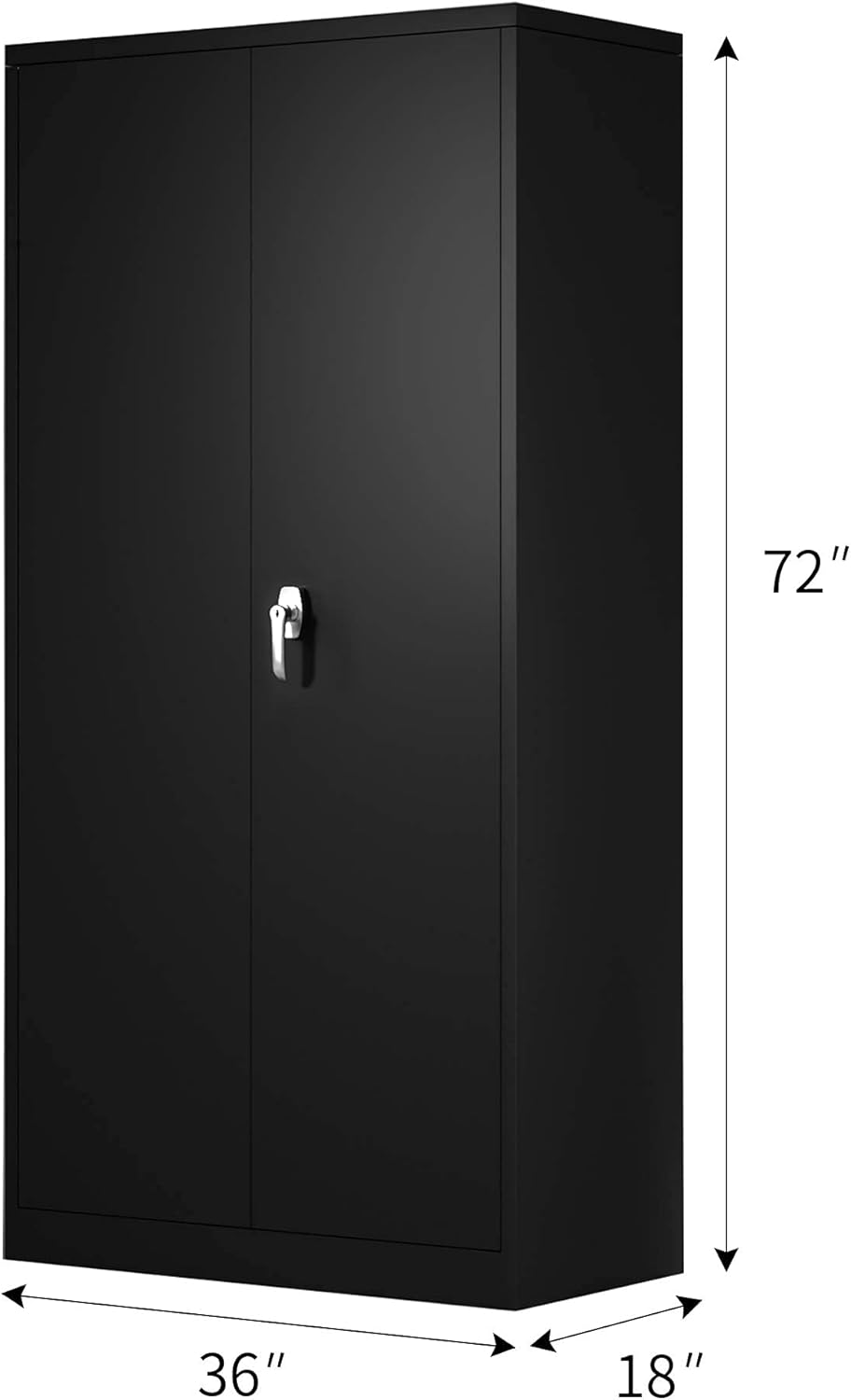 Black Metal Storage Cabinet with 4 Adjustable Shelves and 2 Locking Doors W597