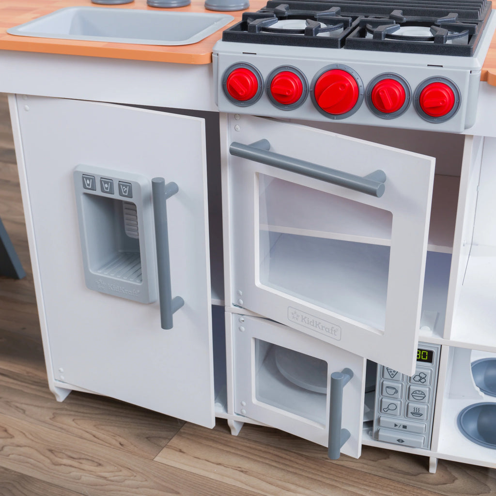 White Wooden Play Kitchen with Lights and Sounds L79927