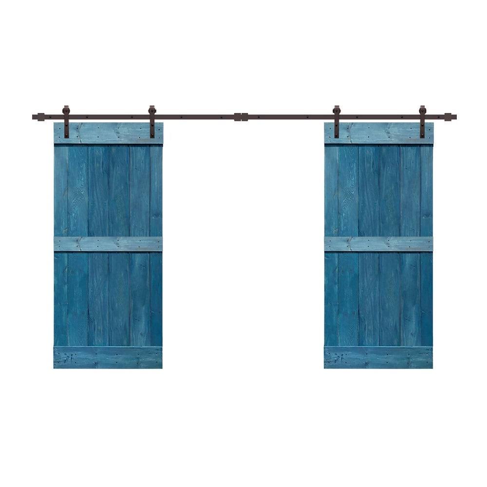 Walnut 48 x 84 Double Barn Door with Hardware Kit E710