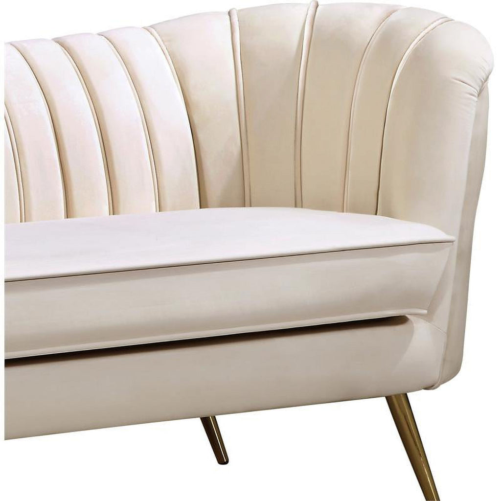 Cream and Gold 3-Piece Accent Chair Chaise and Sofa Set F788