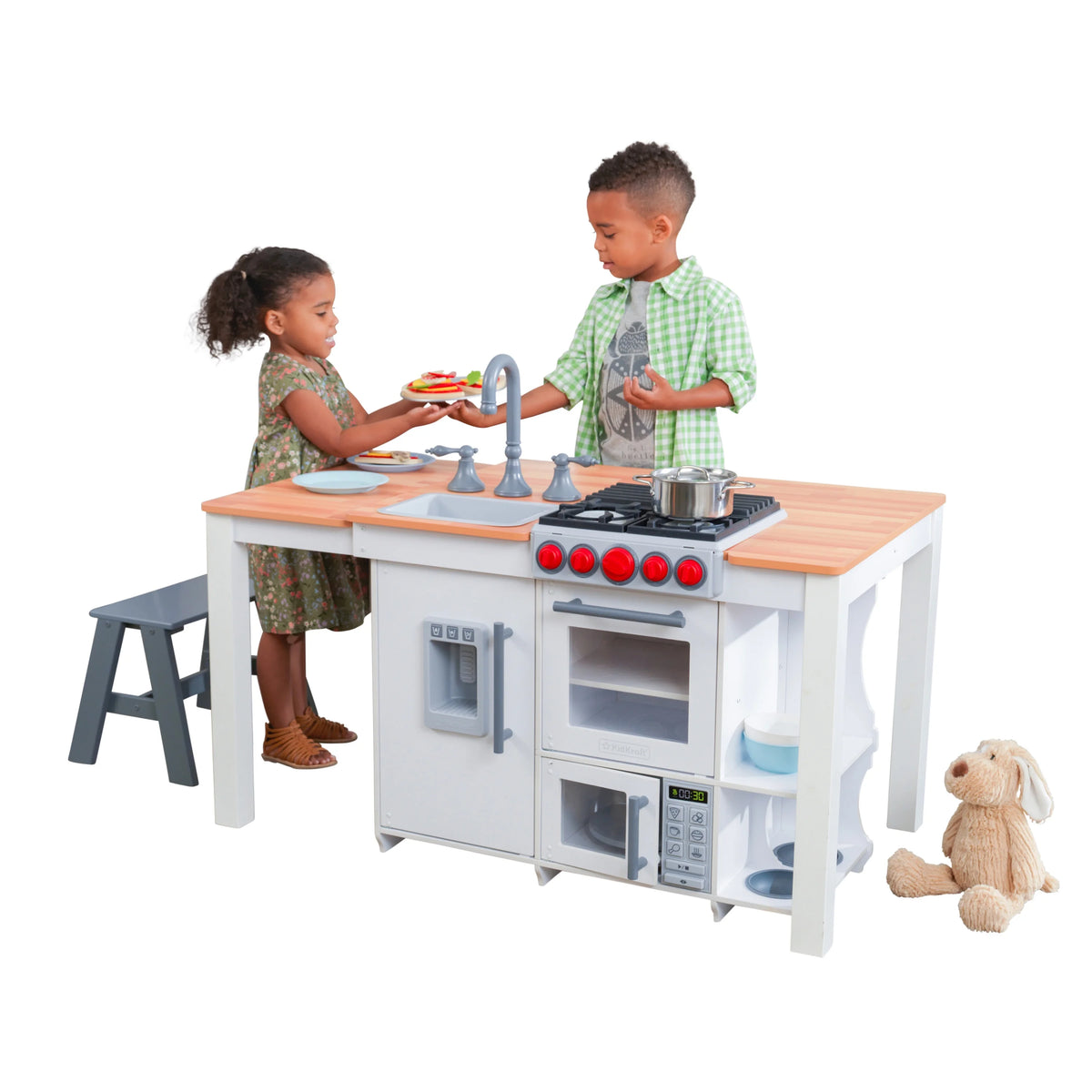 White Wooden Play Kitchen with Lights and Sounds L79927