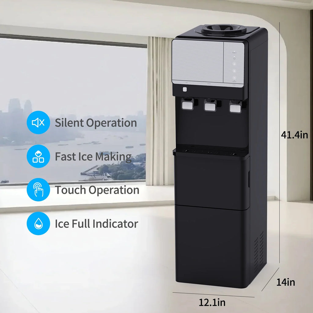 Black 3 in 1 Water Cooler Dispenser with Ice Maker A490