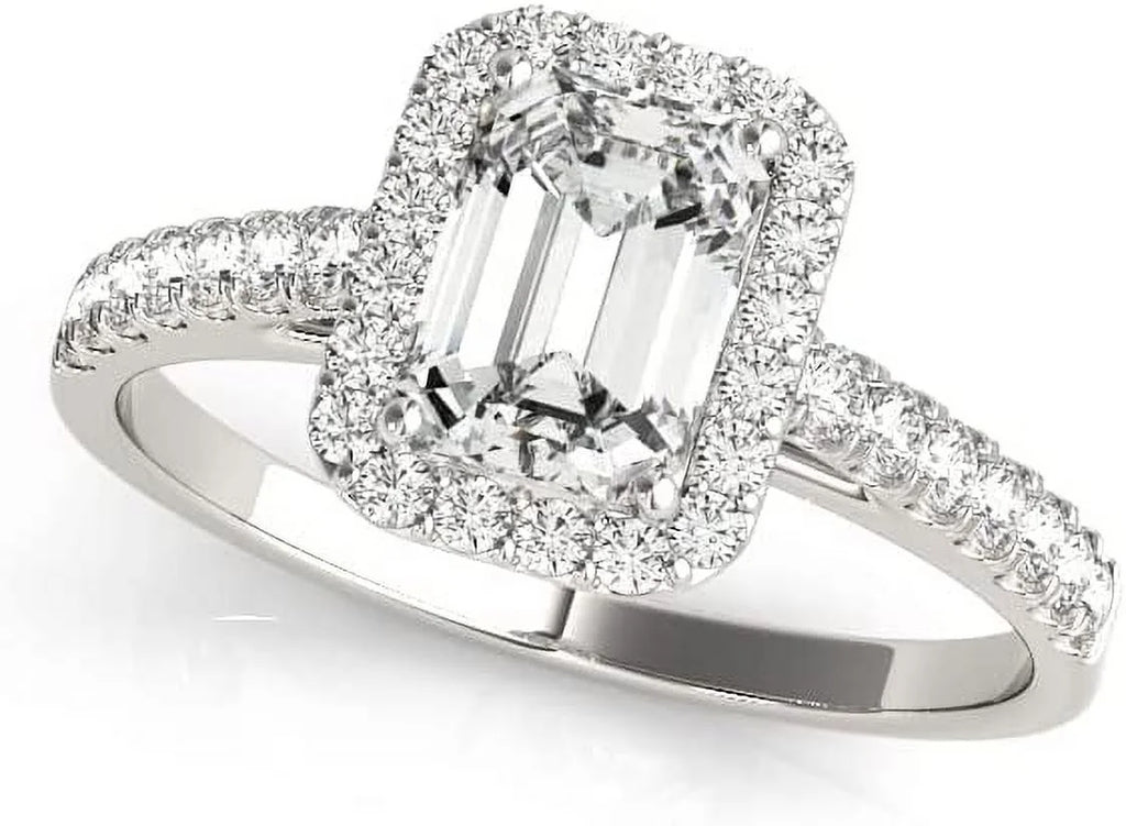 Emerald Cut Halo Diamond Engagement Ring M17687