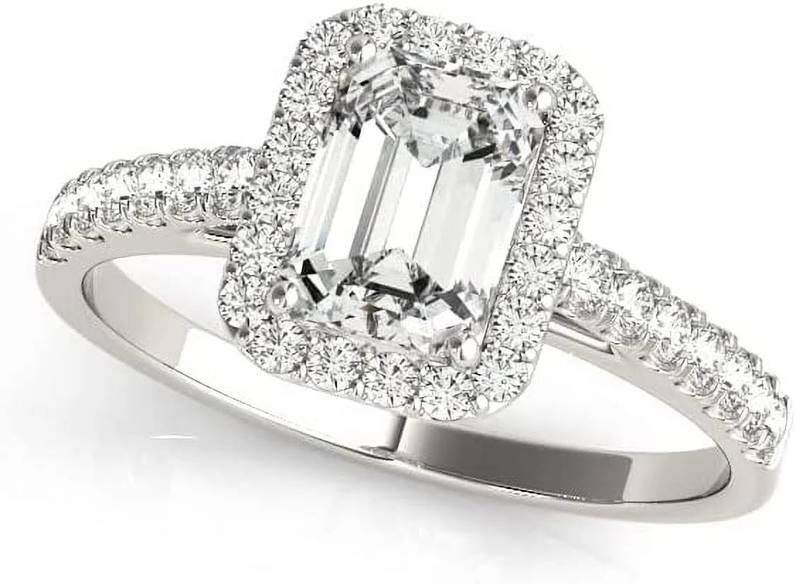Emerald Cut Halo Diamond Engagement Ring M17687
