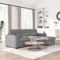 Green 3 Seater Linen Fabric Sofa Bed with Storage Chaise U145