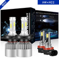 H4 High&Low Beam H11 Fog Light LED Headlight Bulbs Kit 4pcs S88362