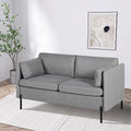 70'' Linen Fabric 3 Seater Sofa with 3 Pillows and Iron Legs R319