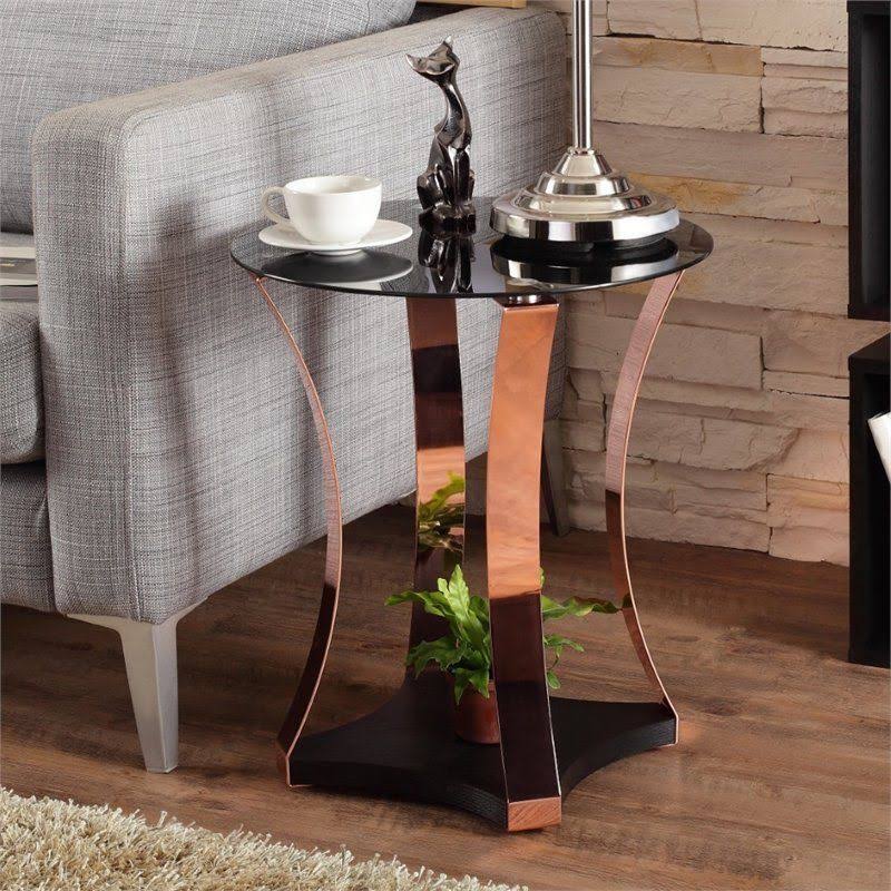 Round Glass Top End Table N5702