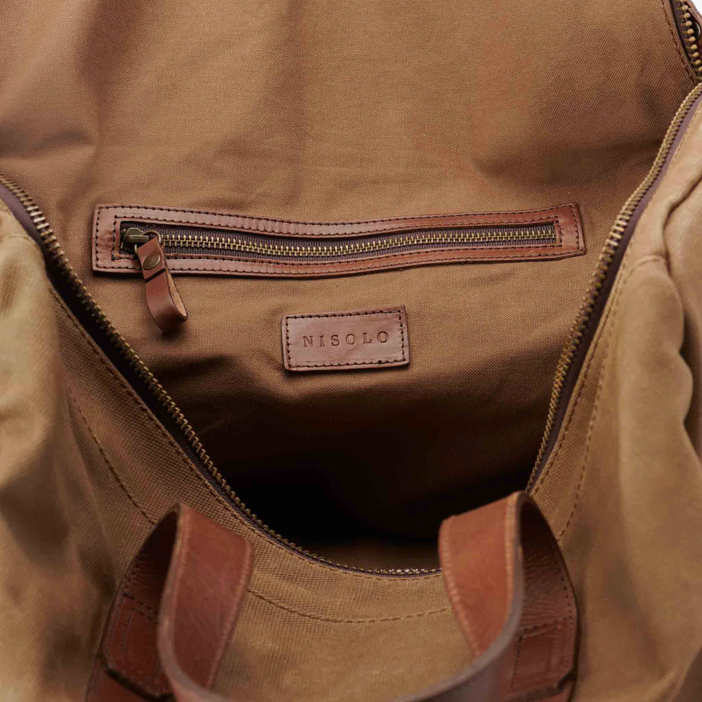Leather Waxed Canvas Weekender Bag H6943