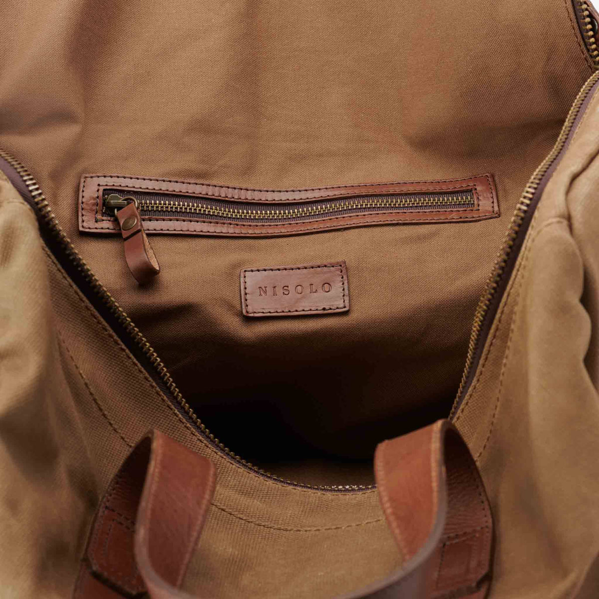 Leather Waxed Canvas Weekender Bag H6943