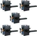 Matte Black Keyed Entry Door Handle Set J397