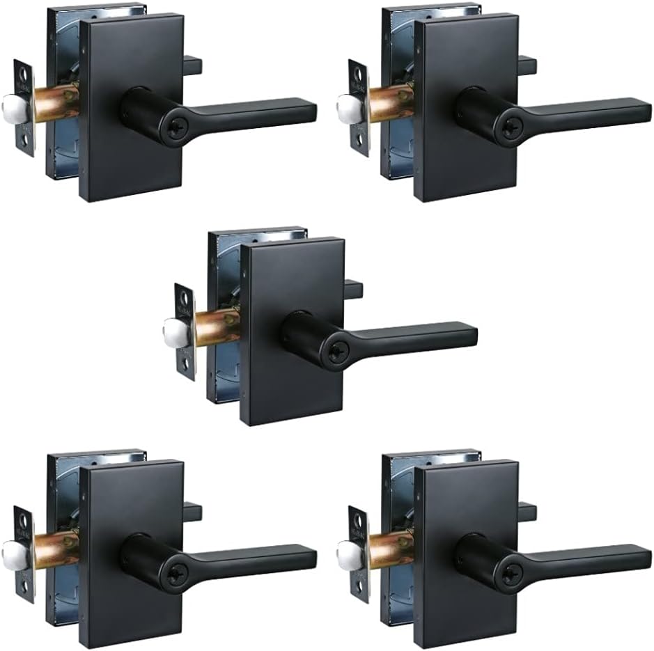 Matte Black Keyed Entry Door Handle Set J397