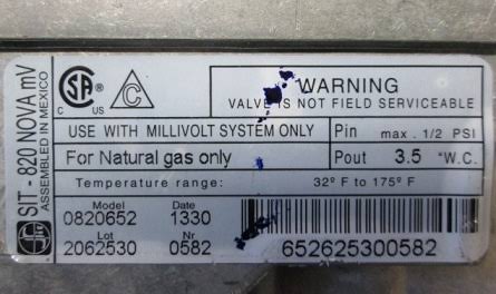 Sit Gas Valve - NG J157987