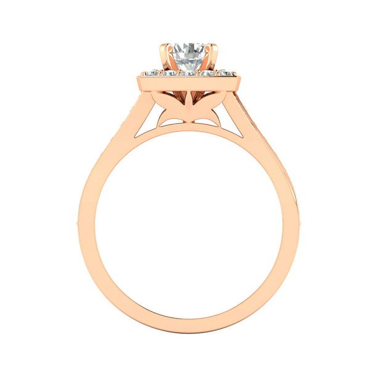 1Ct Round Cut Moissanite 10k Rose Gold Halo Ring N719227