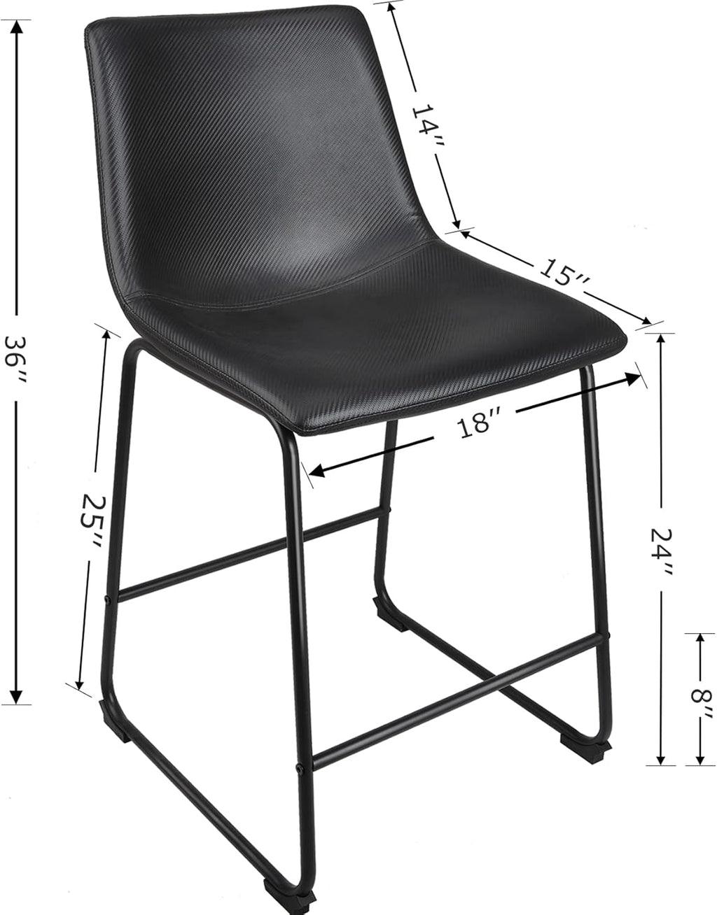 Black Metal Bar Stools Set of 2 Y975107