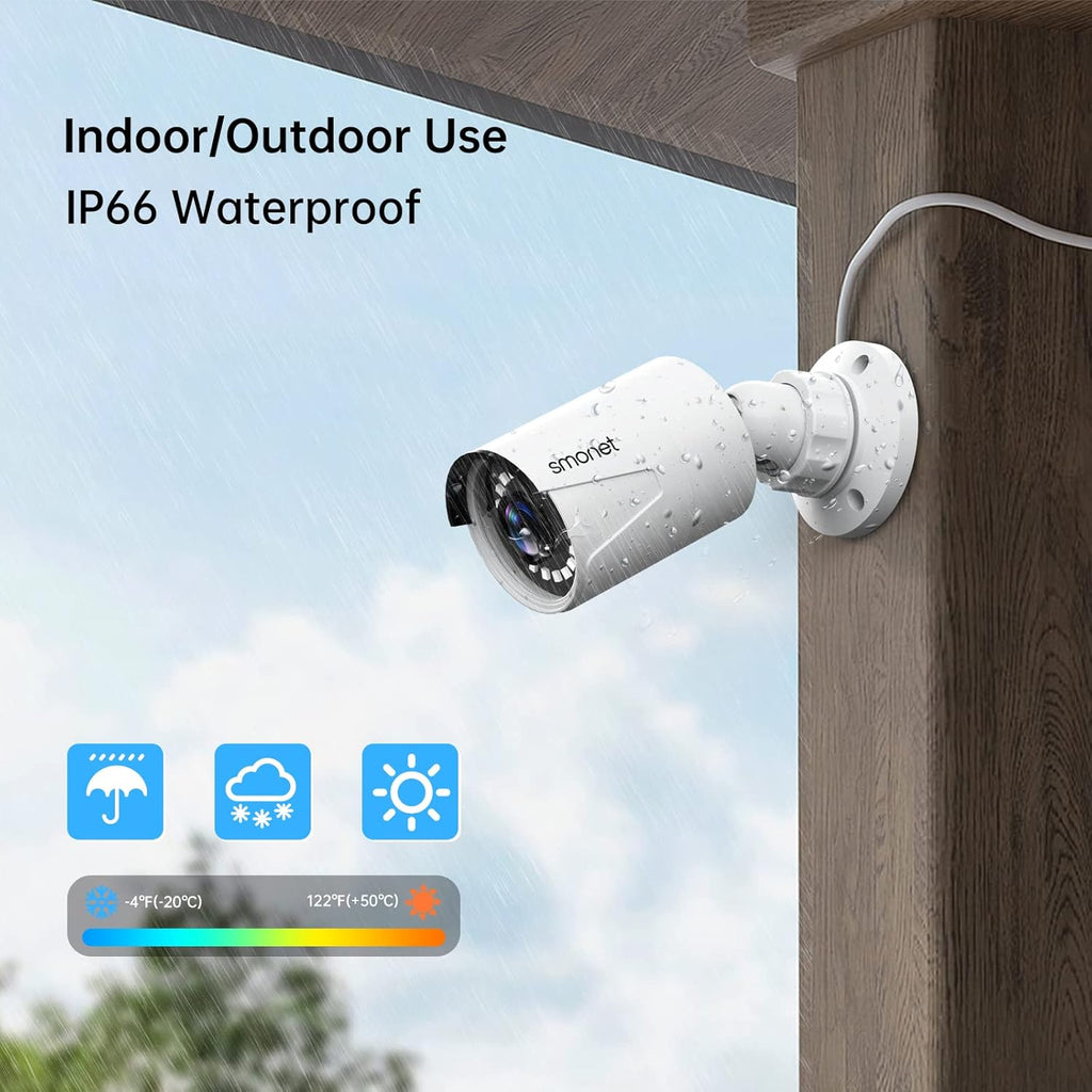 5MP PoE Security Camera System with Audio, 8 Channel NVR, 4Pcs Wired Indoor Outdoor IP Cameras, Night Vision, 1TB Hard Drive P8601