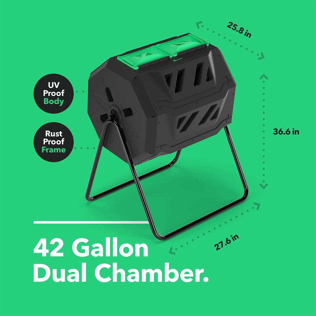 Dual Chamber 42 gal Outdoor Compost Bin V768