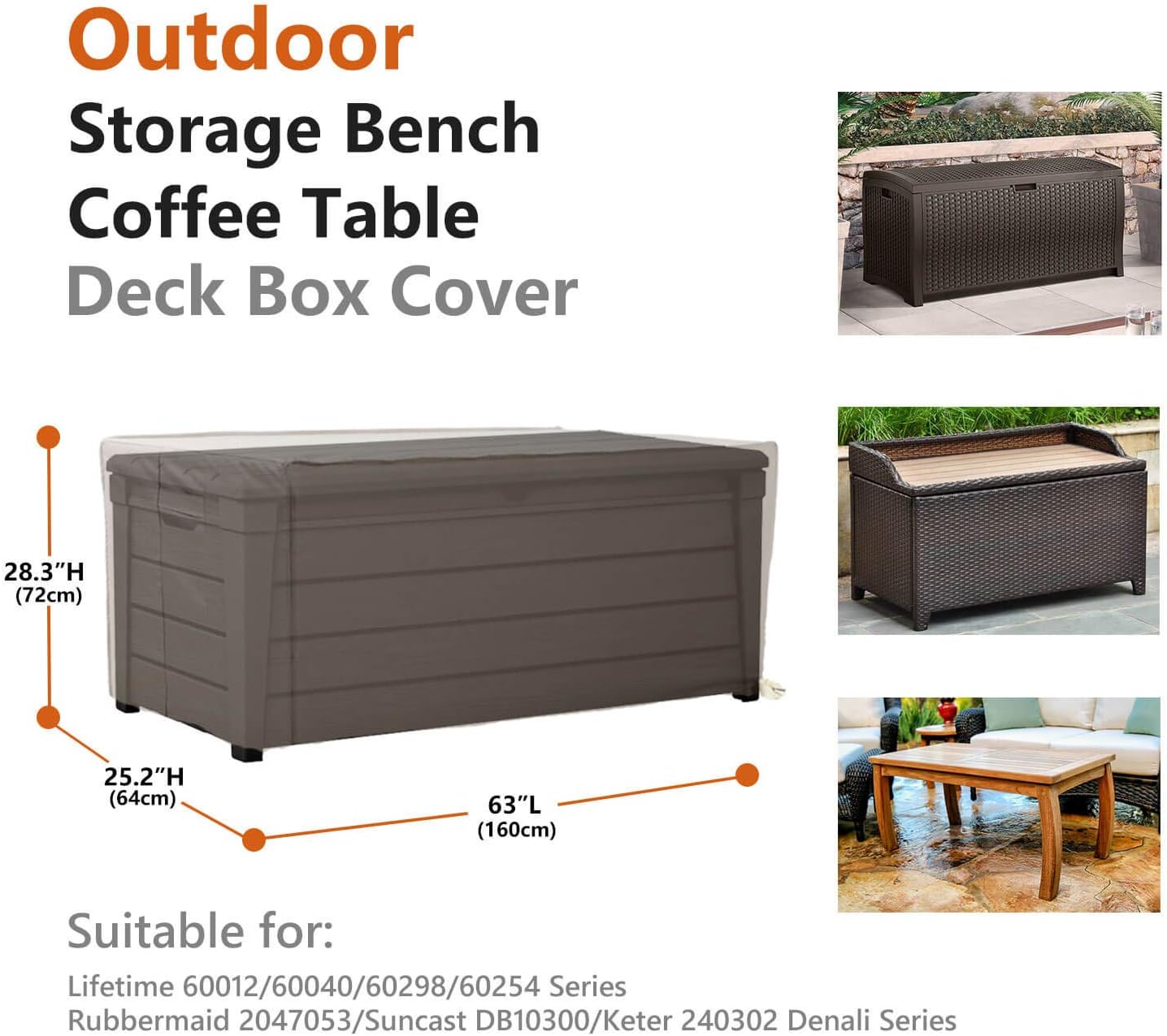 Waterproof Heavy Duty Outdoor Storage Box Cover with Straps and Handles Z423130