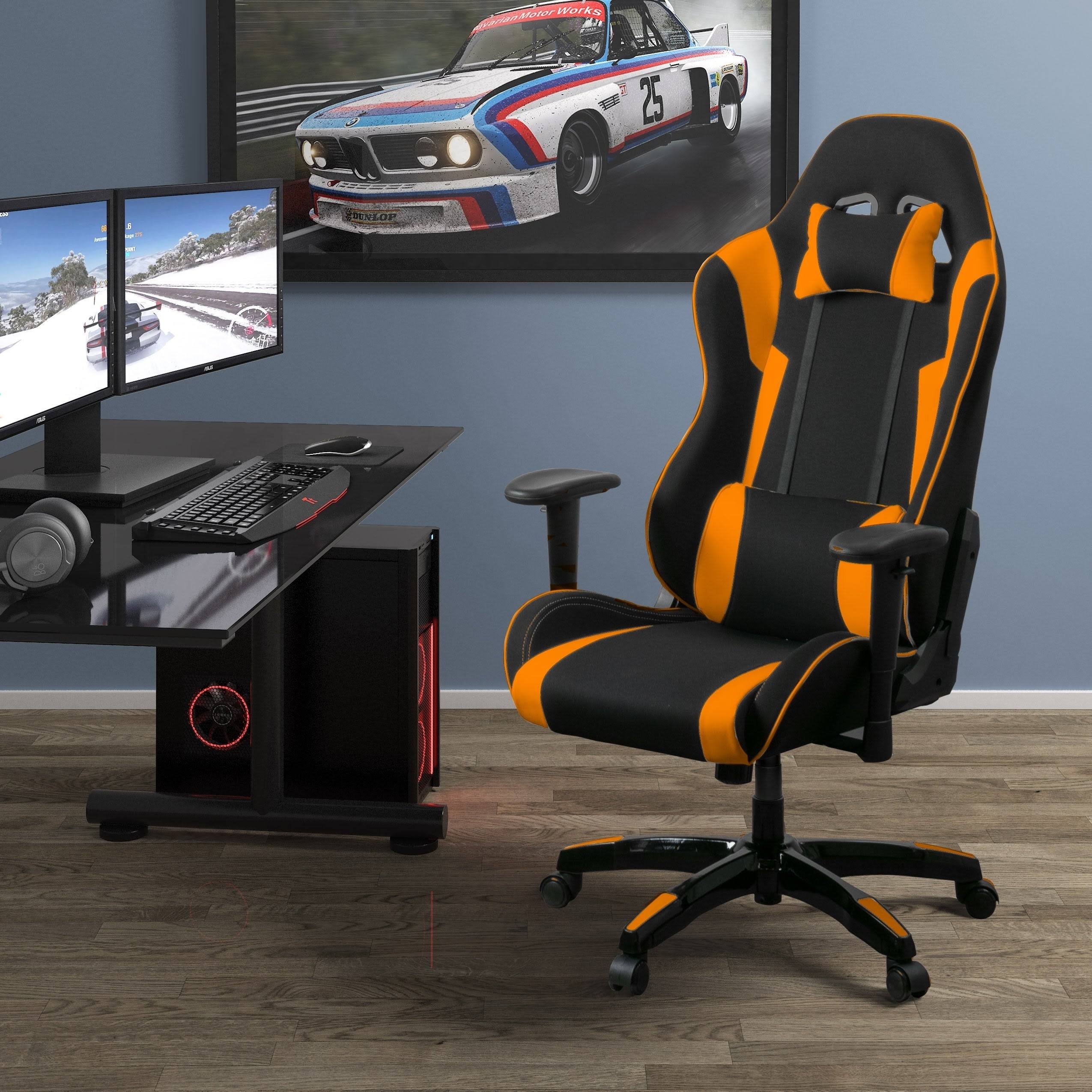 Bonded Leather, Fabric, and Mesh High-Back Ergonomic Gaming Chair B65635