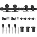 4ft Double Sliding Barn Door Hardware Kit, Black J4348