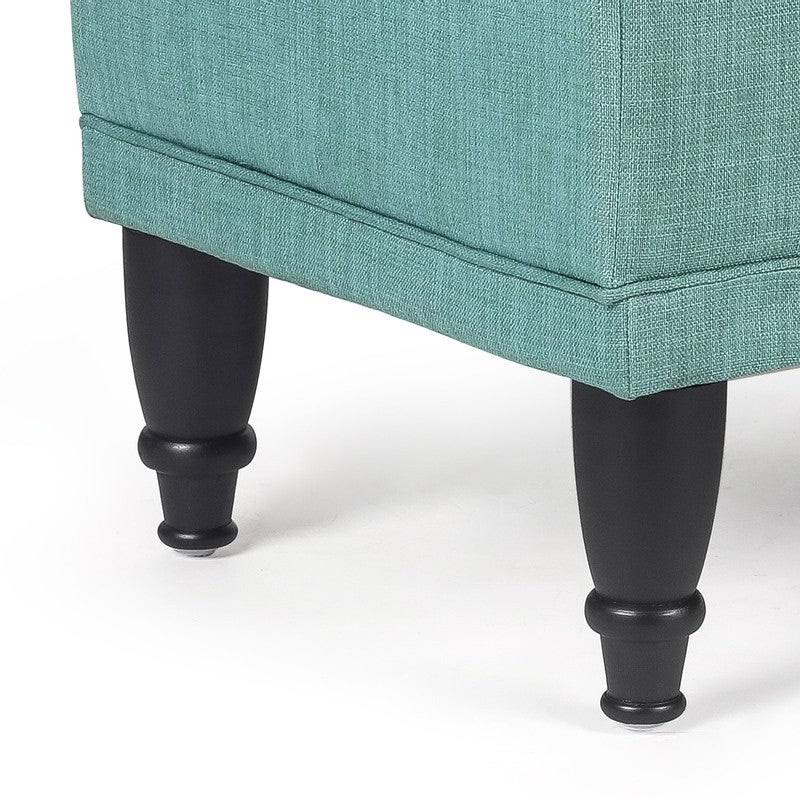 Tufted Light Teal Rectangular Storage Ottoman L794431