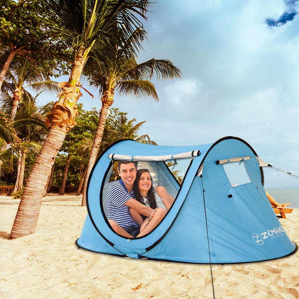 Pop Up Tent 3 4 Person Beach Tent Sun Shelter with UV Protection X599