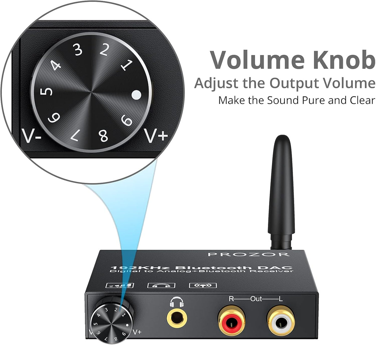 192kHz Digital to Analog Audio Converter with Bluetooth Receiver, Optical Coaxial to Stereo Analog RCA & 3.5mm D73911