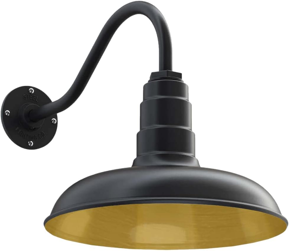 Black Steel Dome Gooseneck Barn Light R882