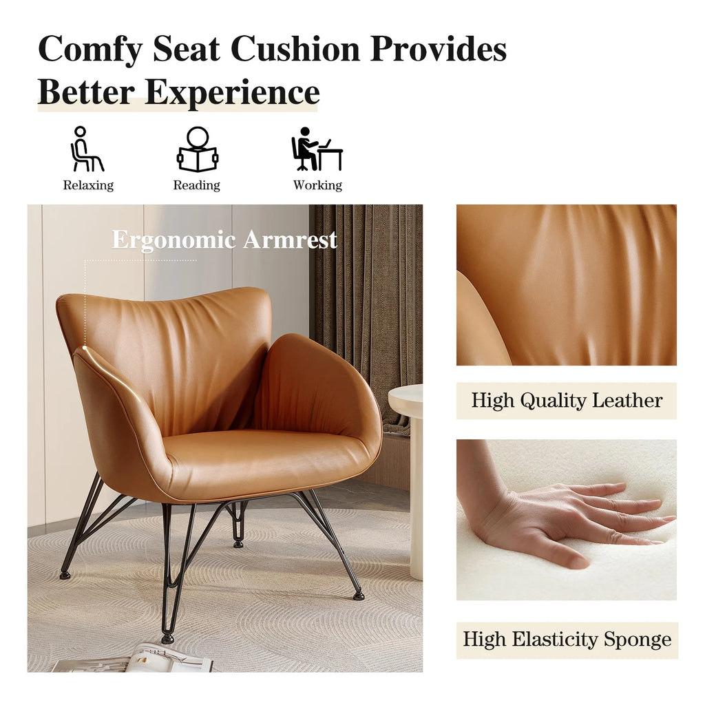 Orange Leather Accent Armchair J25025