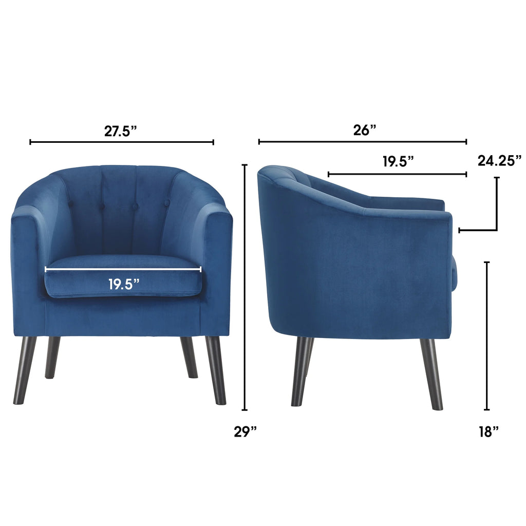 Blue Tufted Velvet Accent Tub Chair N246