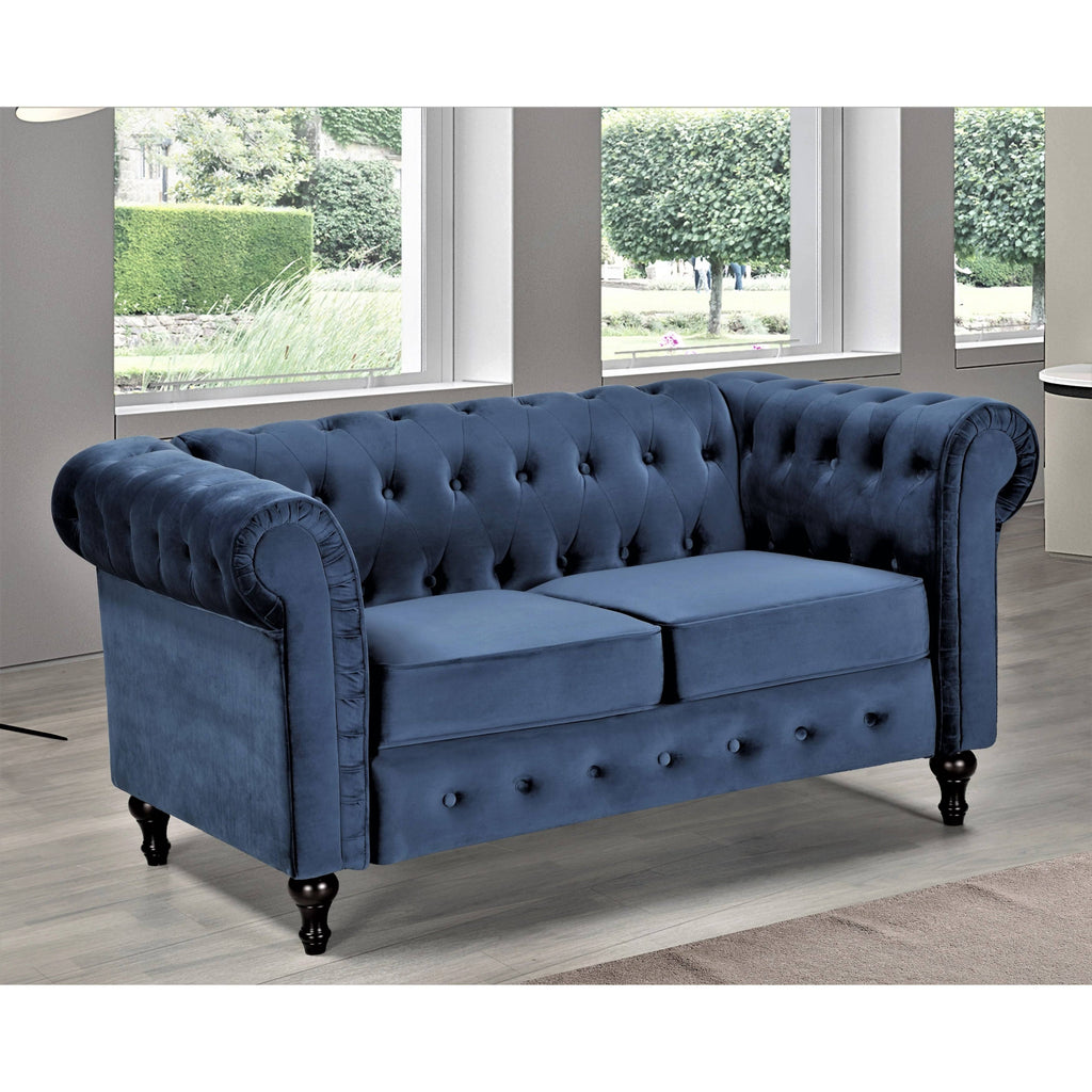 Dark Blue Chesterfield Loveseat B259