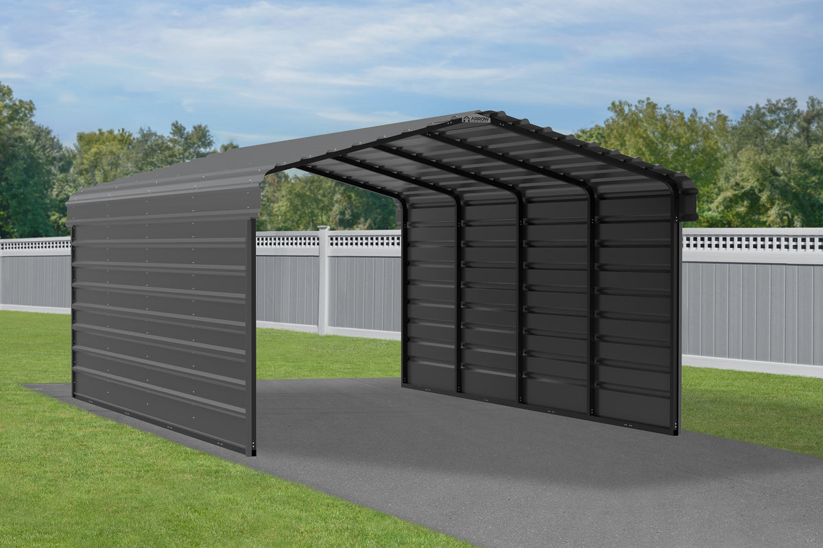 Galvanized Steel Carport Kit, 12' x 20' x 7', Charcoal X3591