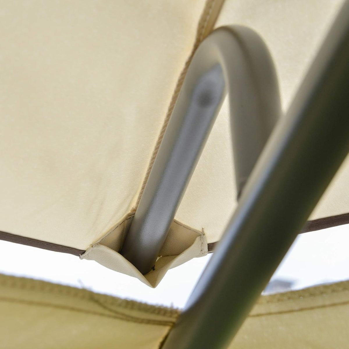 Beige 12' x 12' Steel Frame Canopy Tent with Double-Tier Roof L308975